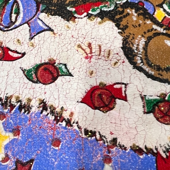 Vintage Holiday Time Christmas Bear Stockings 1980s Ugly Sweater Sweatshirt - Picture 2 of 8